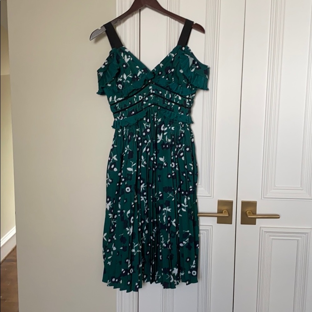 Green dress with flowers Self Portrait